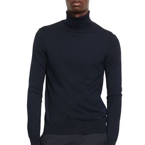 Sandro 100% Wool Slim FitTurtleneck Sweater Indigo Blue New With Tags  $…